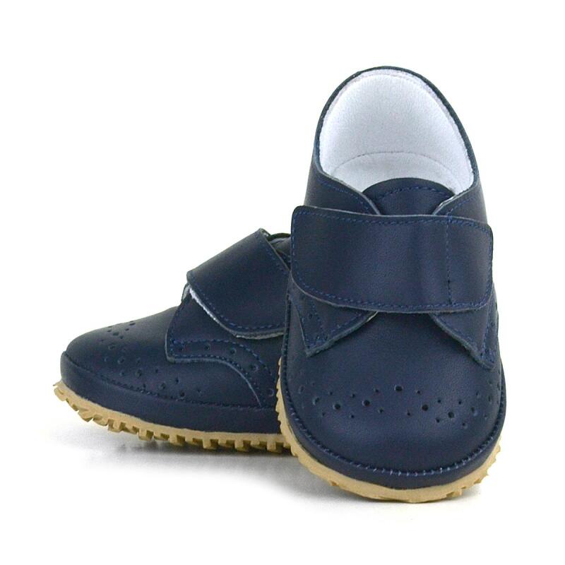 Hakiki Deri Lacivert Cırtlı Bebek Patik Ayakkabı - 7