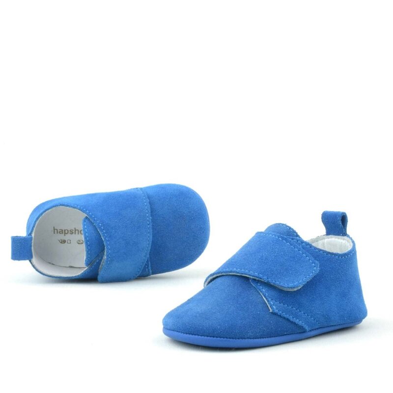 حذاء بوبا للأطفال من الجلد الطبيعي باللون الأزرق مع شريط فيلكرو - 5