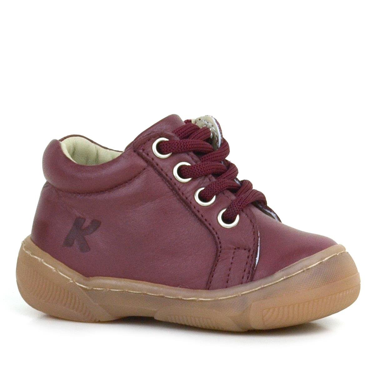 حذاء أطفال بورجوندي بسحاب من الجلد الطبيعي الناعم تشريحيًا - 1