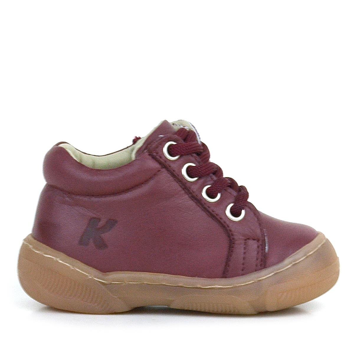 حذاء أطفال بورجوندي بسحاب من الجلد الطبيعي الناعم تشريحيًا - 2