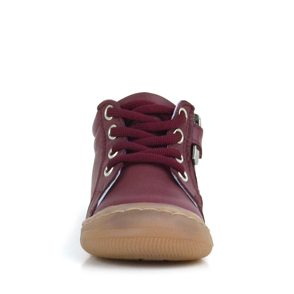حذاء أطفال بورجوندي بسحاب من الجلد الطبيعي الناعم تشريحيًا - 4