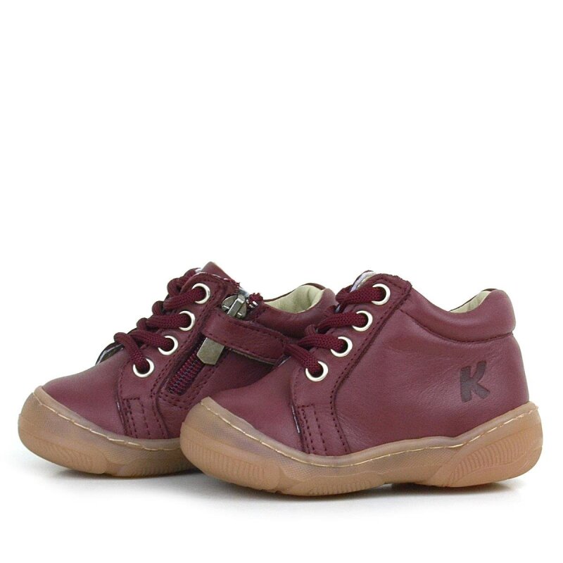 حذاء أطفال بورجوندي بسحاب من الجلد الطبيعي الناعم تشريحيًا - 5