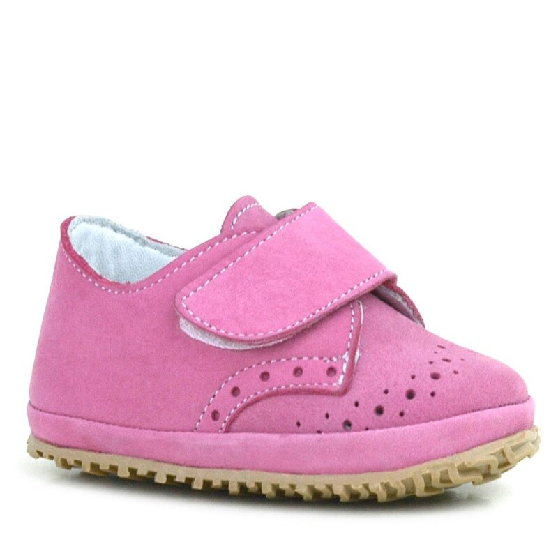 حذاء أطفال وردي من الجلد الطبيعي مزود بشريط فيلكرو - 2