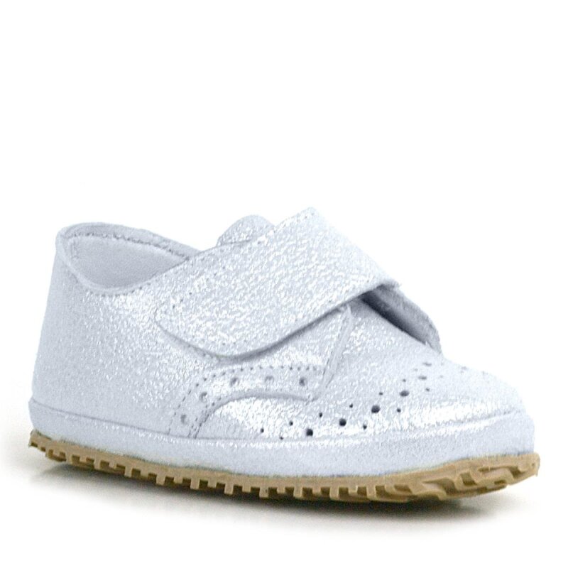 Genuine Leather Silver Grey Velcro Baby Bootie Shoes - hapshoe kids