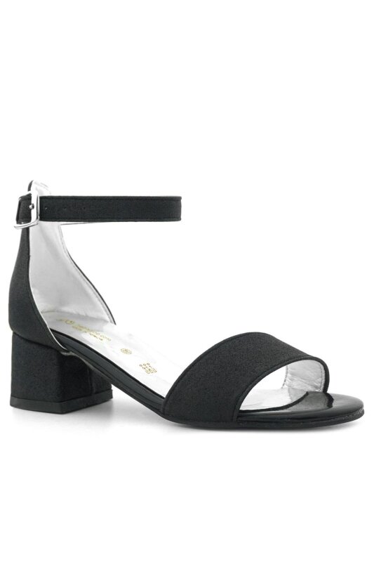 حذاء ليلو الأسود اللامع ذو الحزام الواحد للبنات بكعب عالٍ للسهرات - hapshoe kids