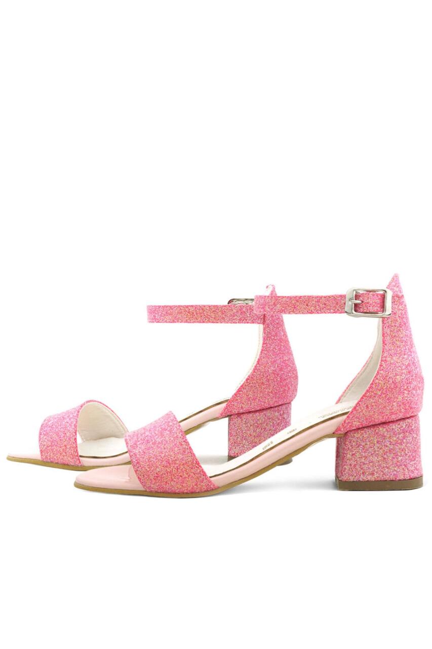 حذاء سهرة بحزام واحد من ليلو برّاق باللون الوردي الفوشيا للبنات بكعب عالٍ - 5