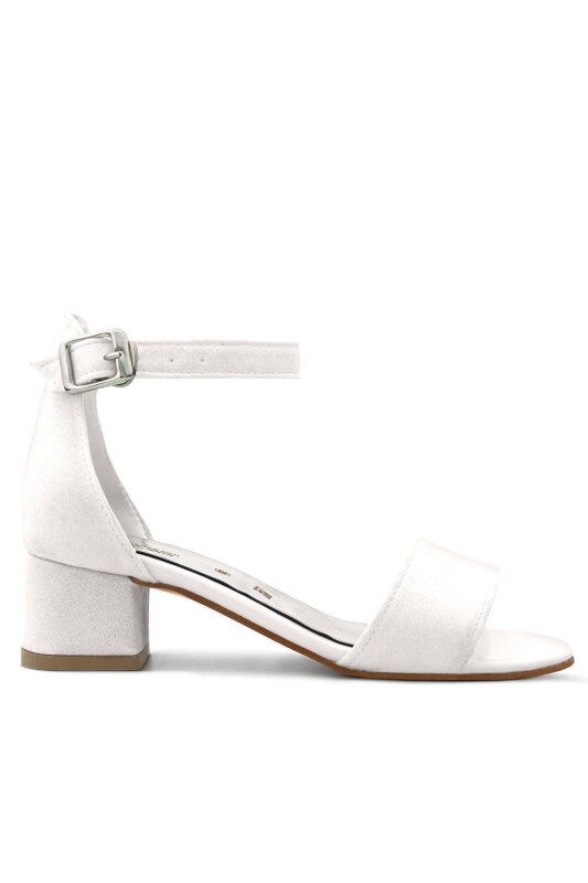 Lilo Simli Beyaz Tek Bantlı Kız Çocuk Topuklu Abiye Ayakkabı - 3