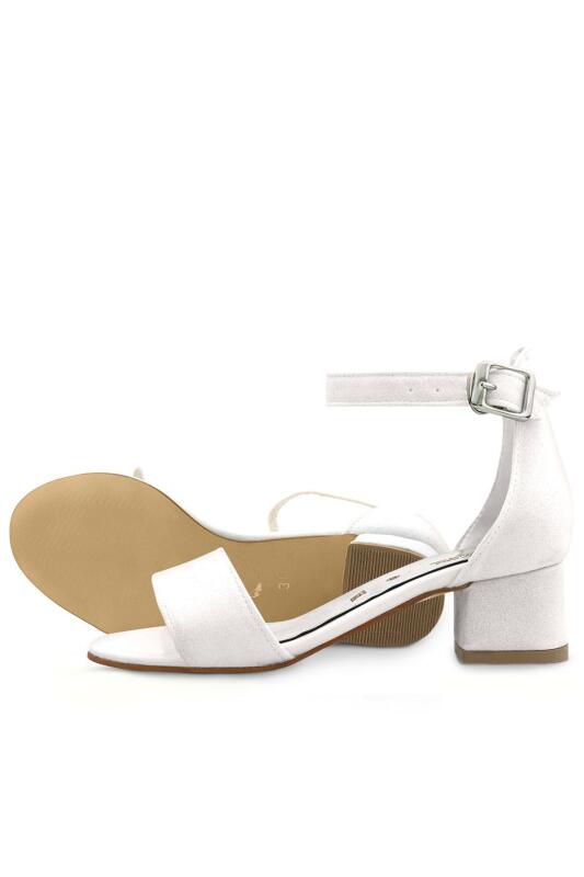 Lilo Simli Beyaz Tek Bantlı Kız Çocuk Topuklu Abiye Ayakkabı - 7