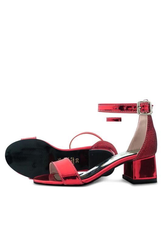 حذاء إلسا الأحمر ذو الكعب السميك للفتيات المسائيات - 5