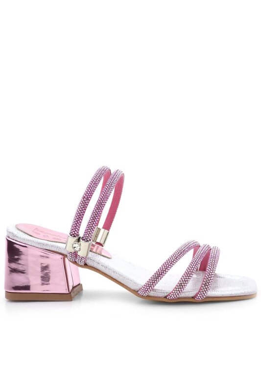 نعال جودي بينك سيلفر ستونيد للبنات بكعب عالٍ - 3