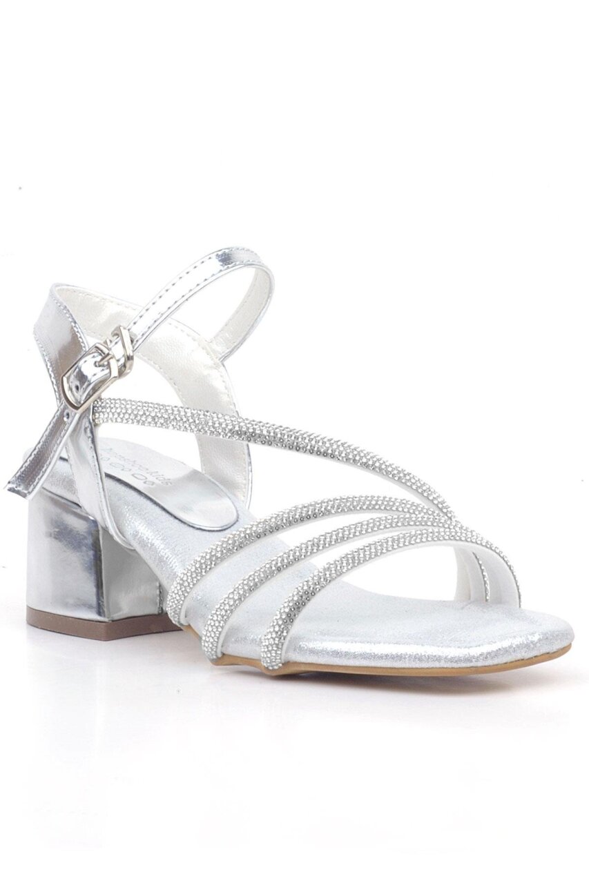حذاء موانا الفضي المزين بأحجار الراين للفتيات بكعب عالٍ للسهرات - 2