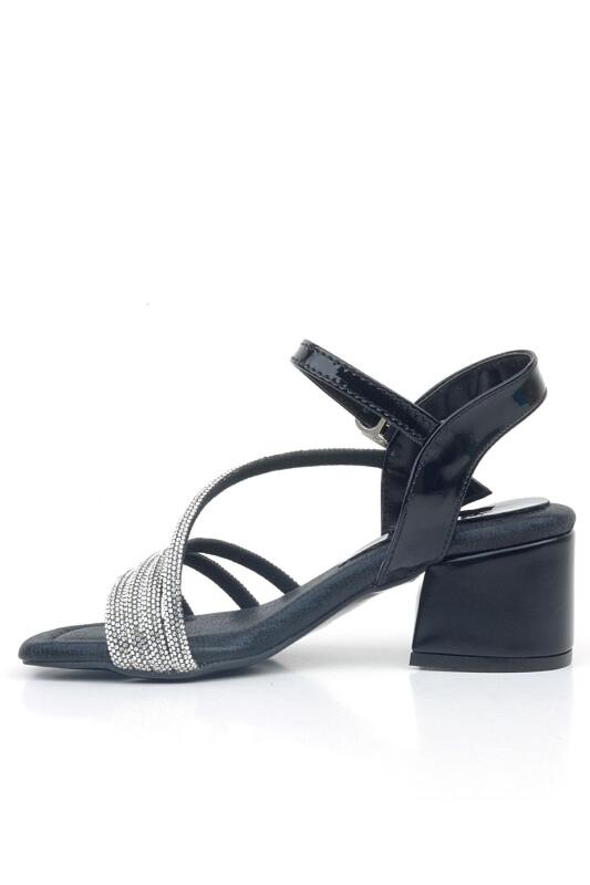 حذاء موانا الأسود المزين بالأحجار للفتيات بكعب عالٍ للسهرات - 3