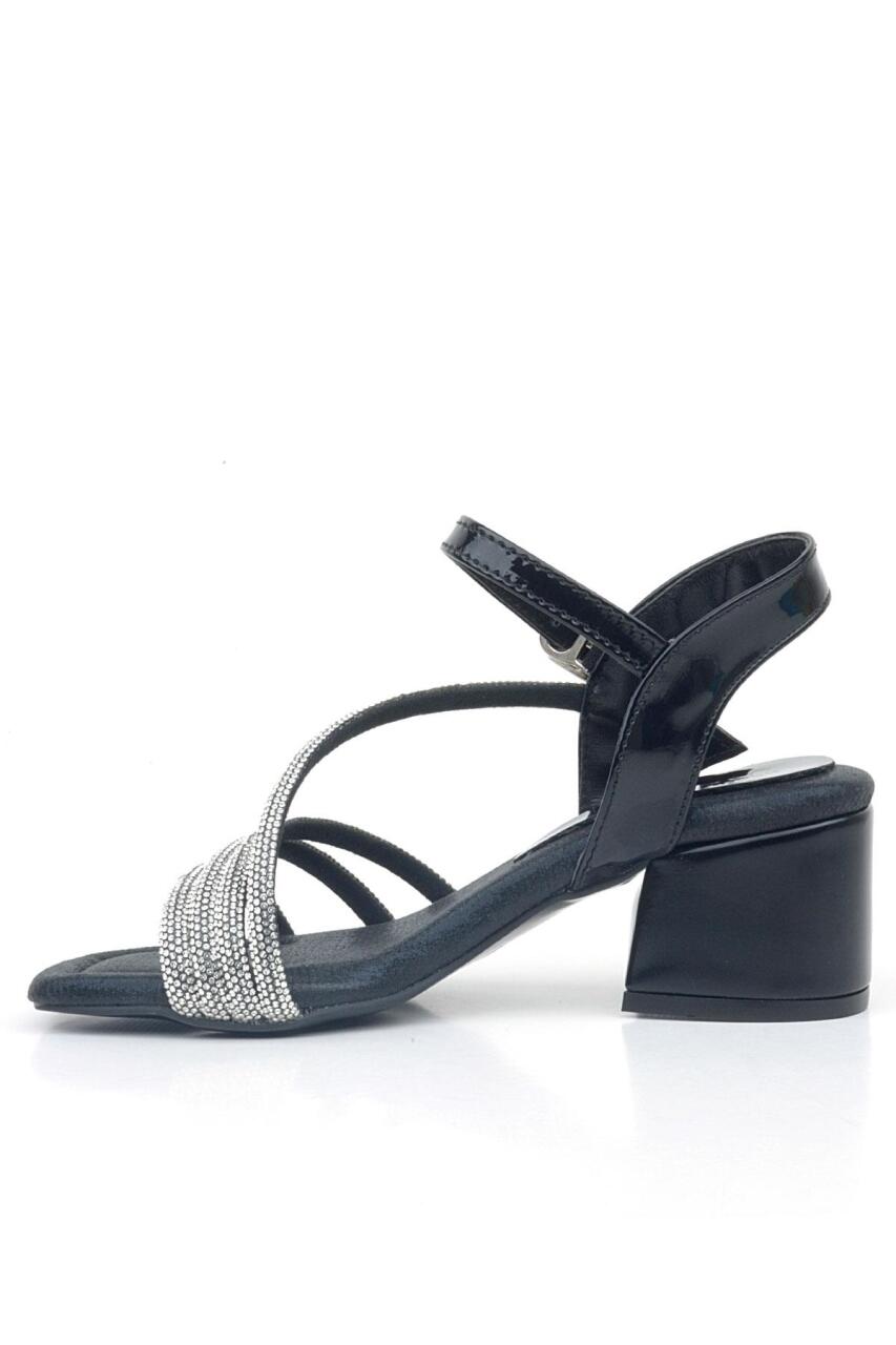حذاء موانا الأسود المزين بالأحجار للفتيات بكعب عالٍ للسهرات - 3