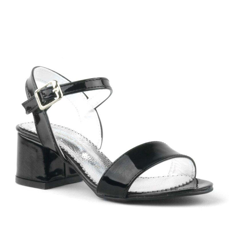 Pony Siyah Rugan Kalın Topuklu Kız Çocuk Abiye Ayakkabı - 2