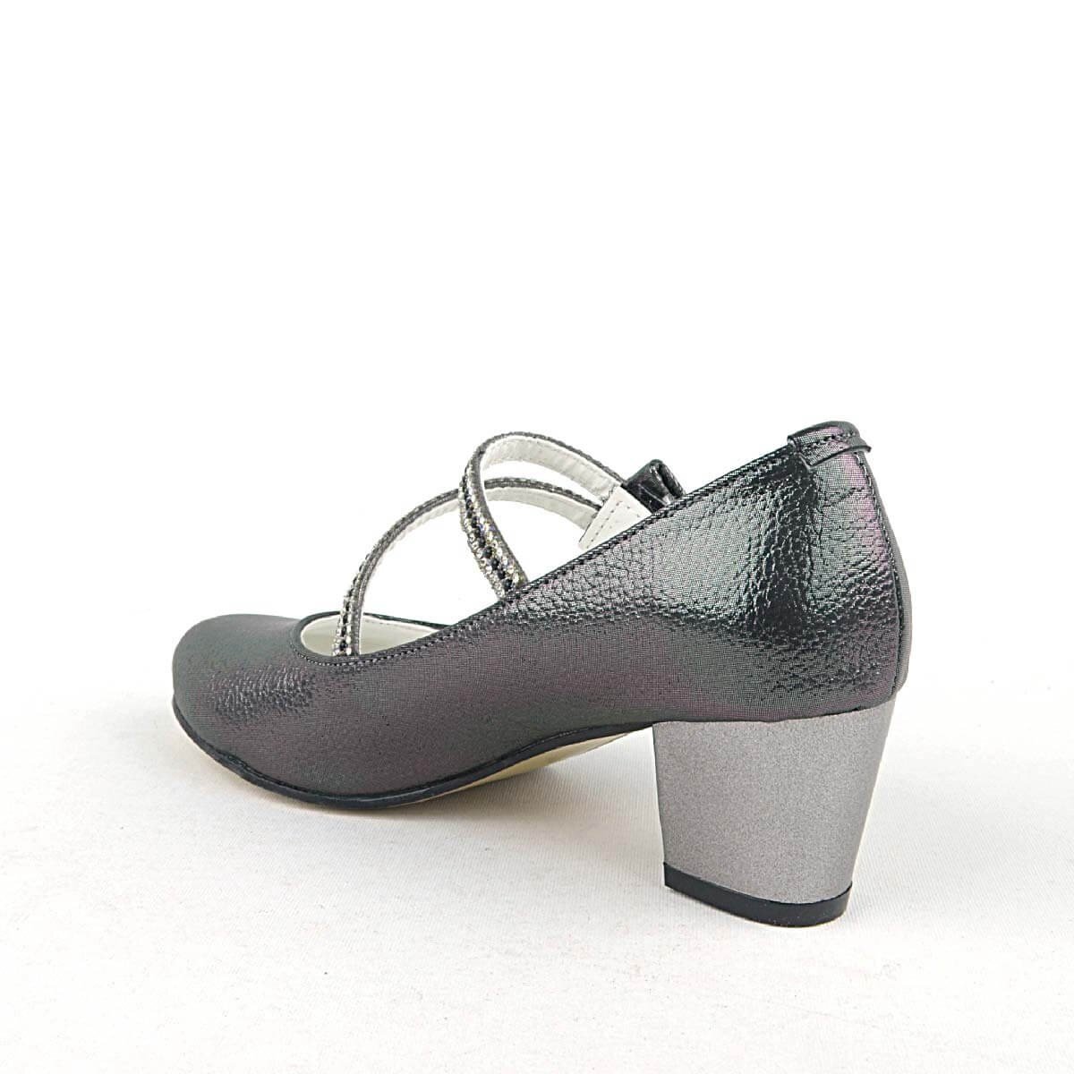 حذاء سهرة بكعب عالٍ مرصع بالأحجار من البلاتين للفتيات - 3