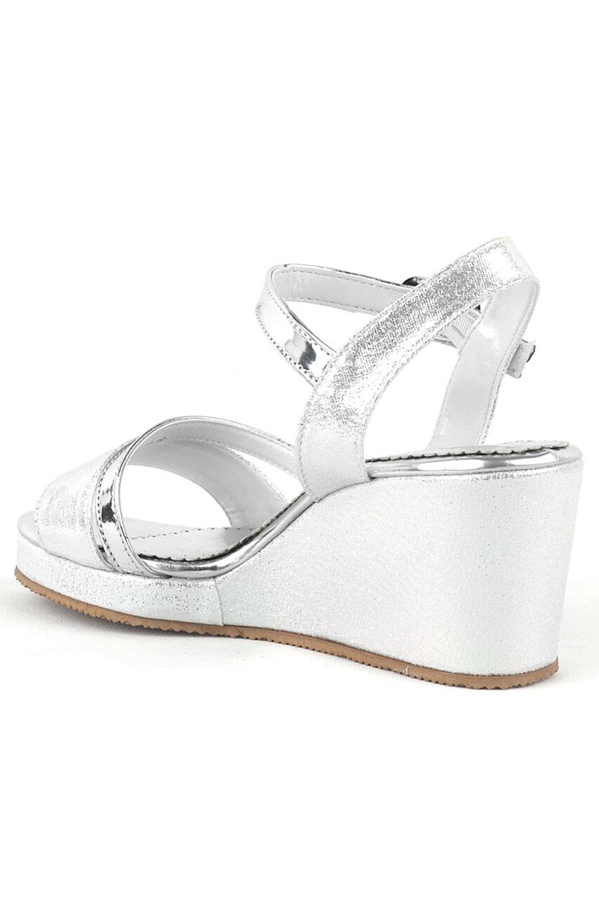 حذاء أورورا سيلفر بكعب إسفيني للبنات - 3