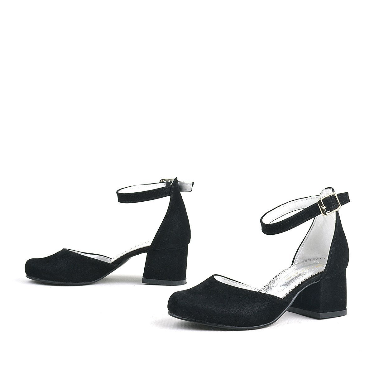 حذاء ميريدا ذو الكعب العالي من الجلد المدبوغ الأسود للبنات - 6