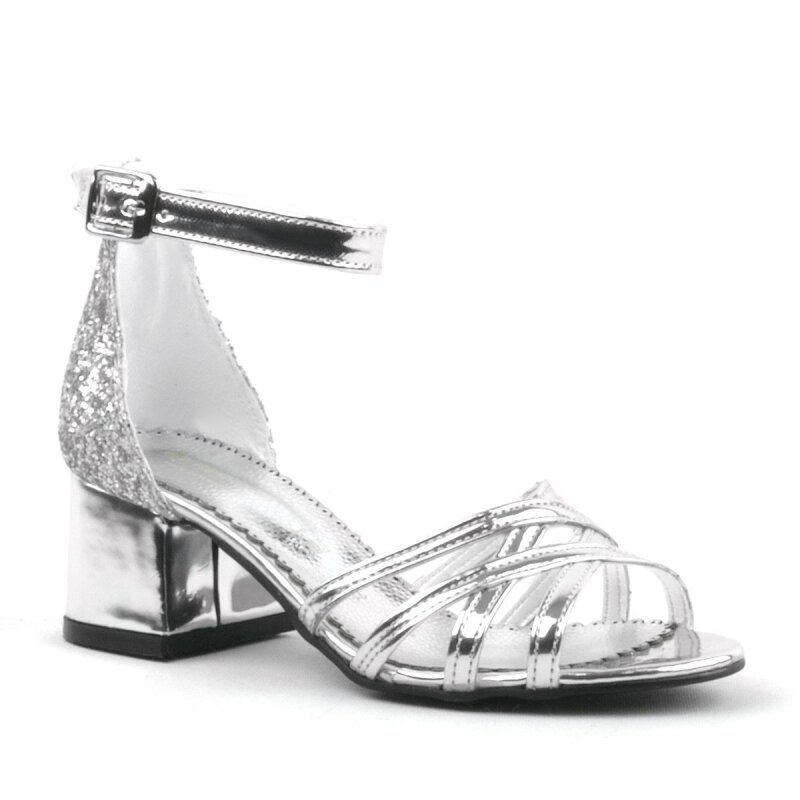 Belle Gümüş Kalın Topuklu Kız Çocuk Abiye Ayakkabı - 2