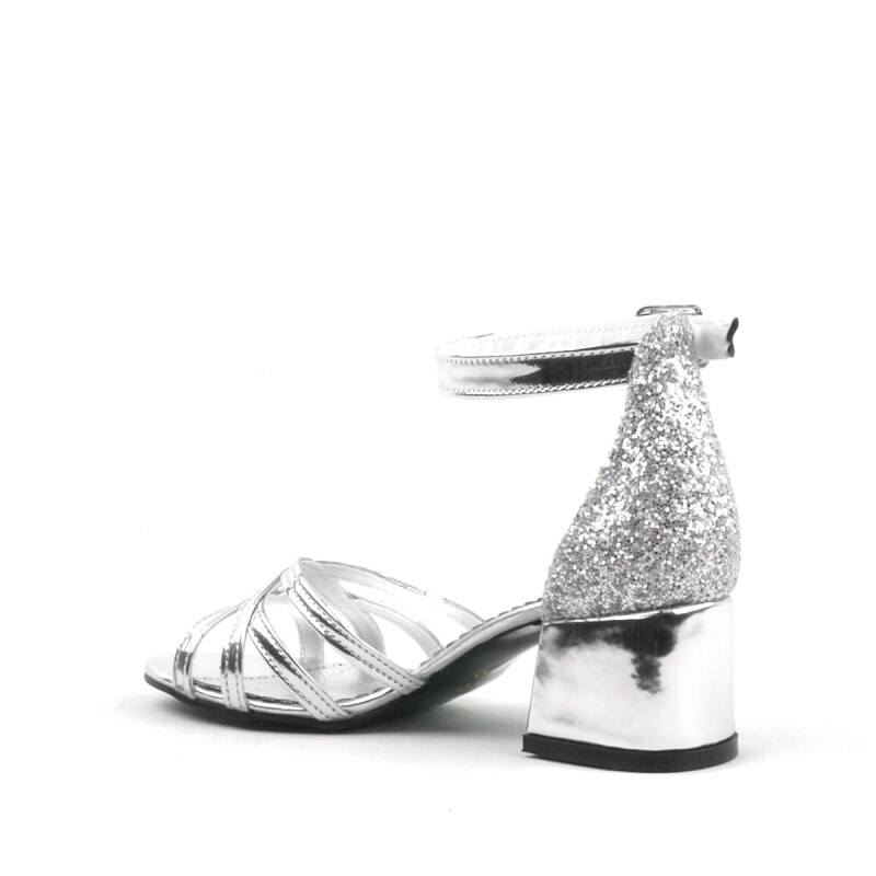 Belle Gümüş Kalın Topuklu Kız Çocuk Abiye Ayakkabı - 4