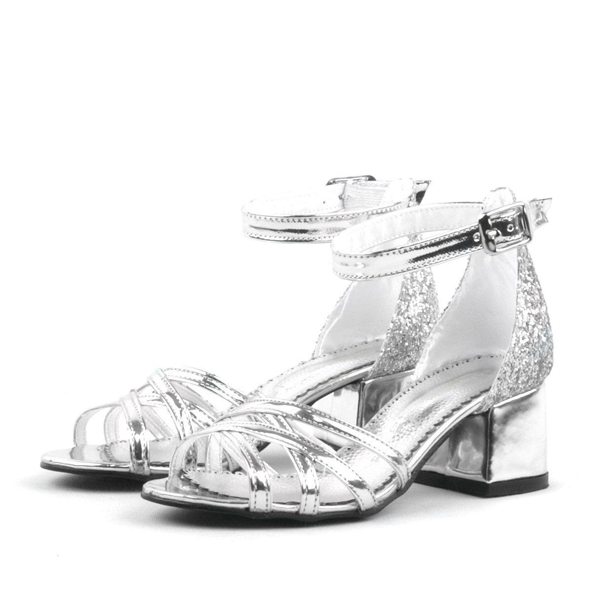 Belle Gümüş Kalın Topuklu Kız Çocuk Abiye Ayakkabı - 5