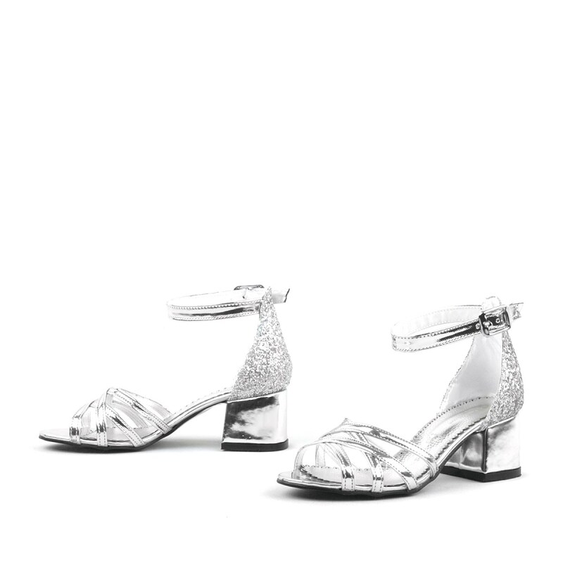 Belle Gümüş Kalın Topuklu Kız Çocuk Abiye Ayakkabı - 6