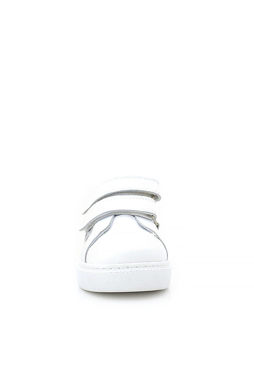 Hakiki Deri Beyaz Cırt Cırtlı Gri Desenli Kız Çocuk Spor Ayakkabı - 2