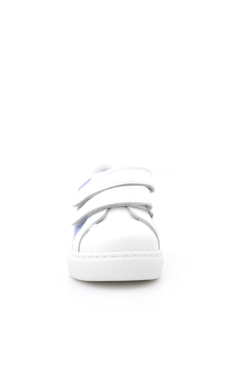 Hakiki Deri Beyaz Mavi Cırt Cırtlı Kız Çocuk Spor Ayakkabı - 3