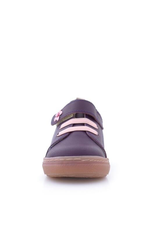 Anatomik Hakiki Deri Yumuşak Mor Çiçekli Cırtlı Kız Çocuk Ayakkabı - 6
