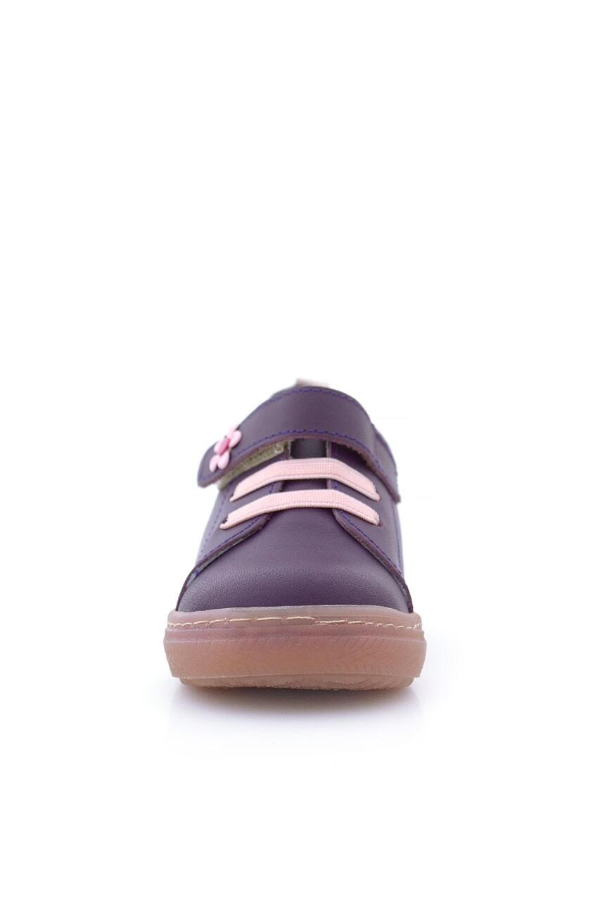 Anatomik Hakiki Deri Yumuşak Mor Çiçekli Cırtlı Kız Çocuk Ayakkabı - 6