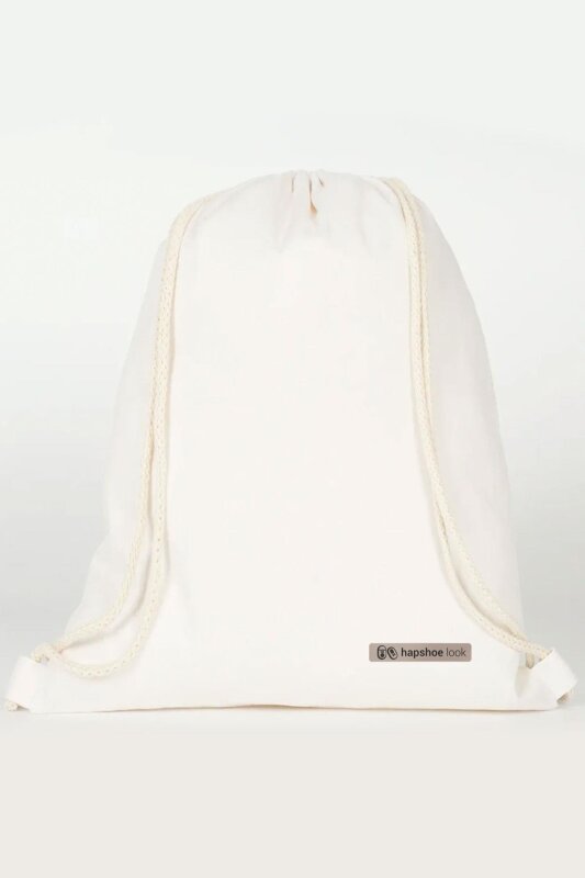 Hapshoe Look Krem 35x40 cm Unisex Ham Bez Büzgülü Ayakkabı Terlik Çantası - hapshoe look