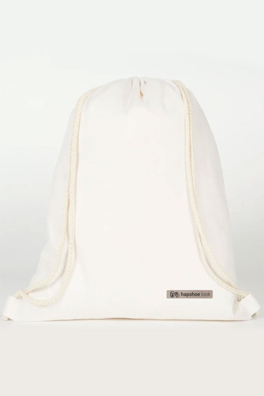 Hapshoe Look Krem 35x40 cm Unisex Ham Bez Büzgülü Ayakkabı Terlik Çantası - 1