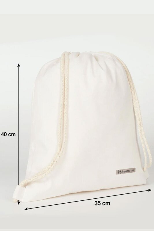 Hapshoe Look Krem 35x40 cm Unisex Ham Bez Büzgülü Ayakkabı Terlik Çantası - 2