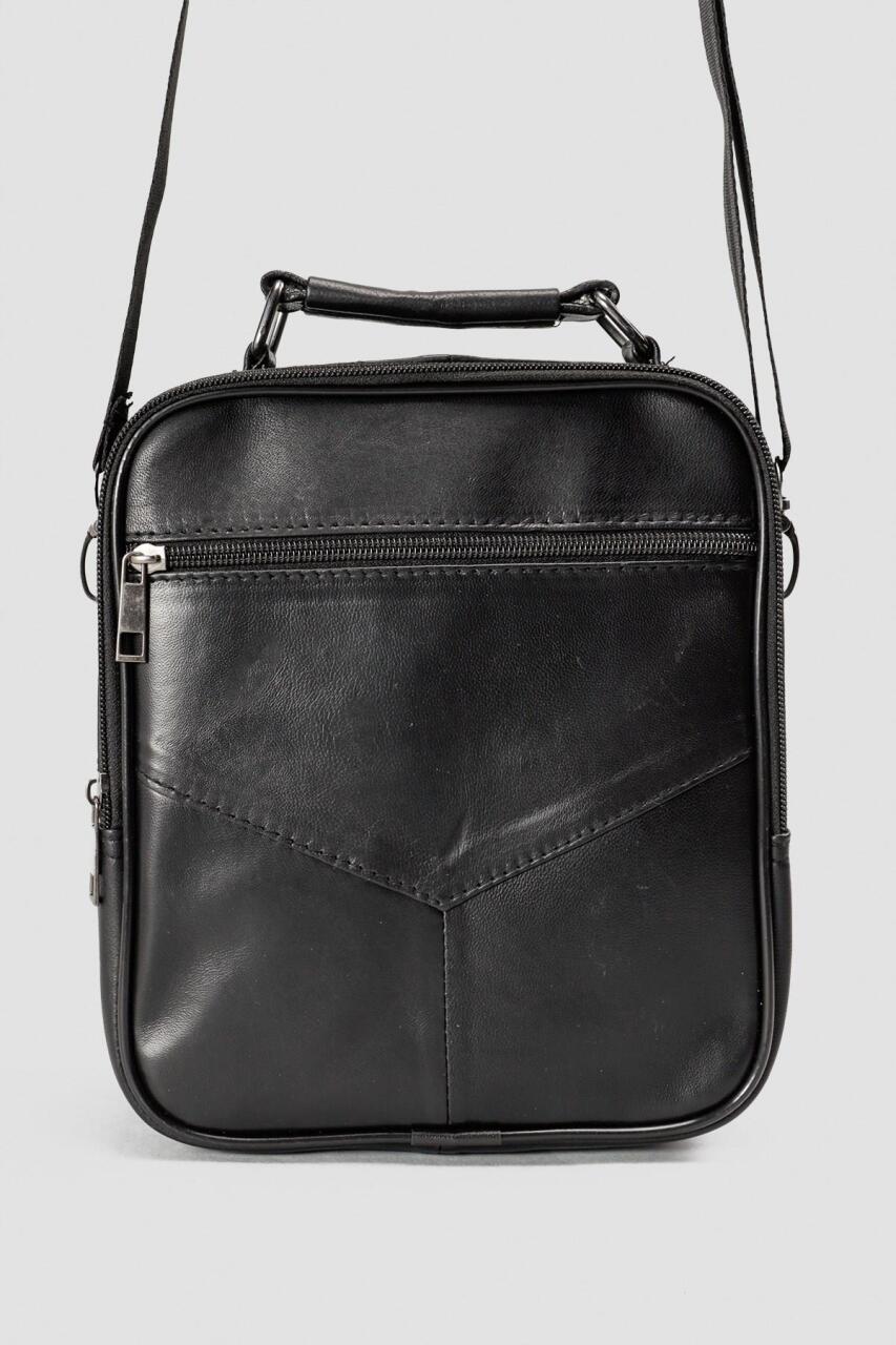 Hakiki Deri Siyah Çok Gözlü Erkek Omuz ve El Çantası - 4