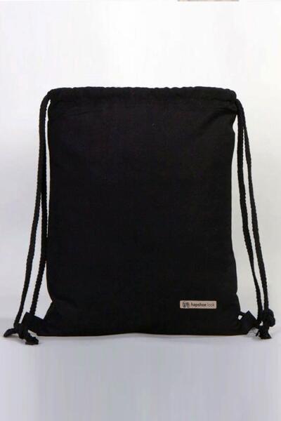 Hapshoe Look Siyah 35x40 cm Unisex Ham Bez Büzgülü Ayakkabı Terlik Çantası - 2