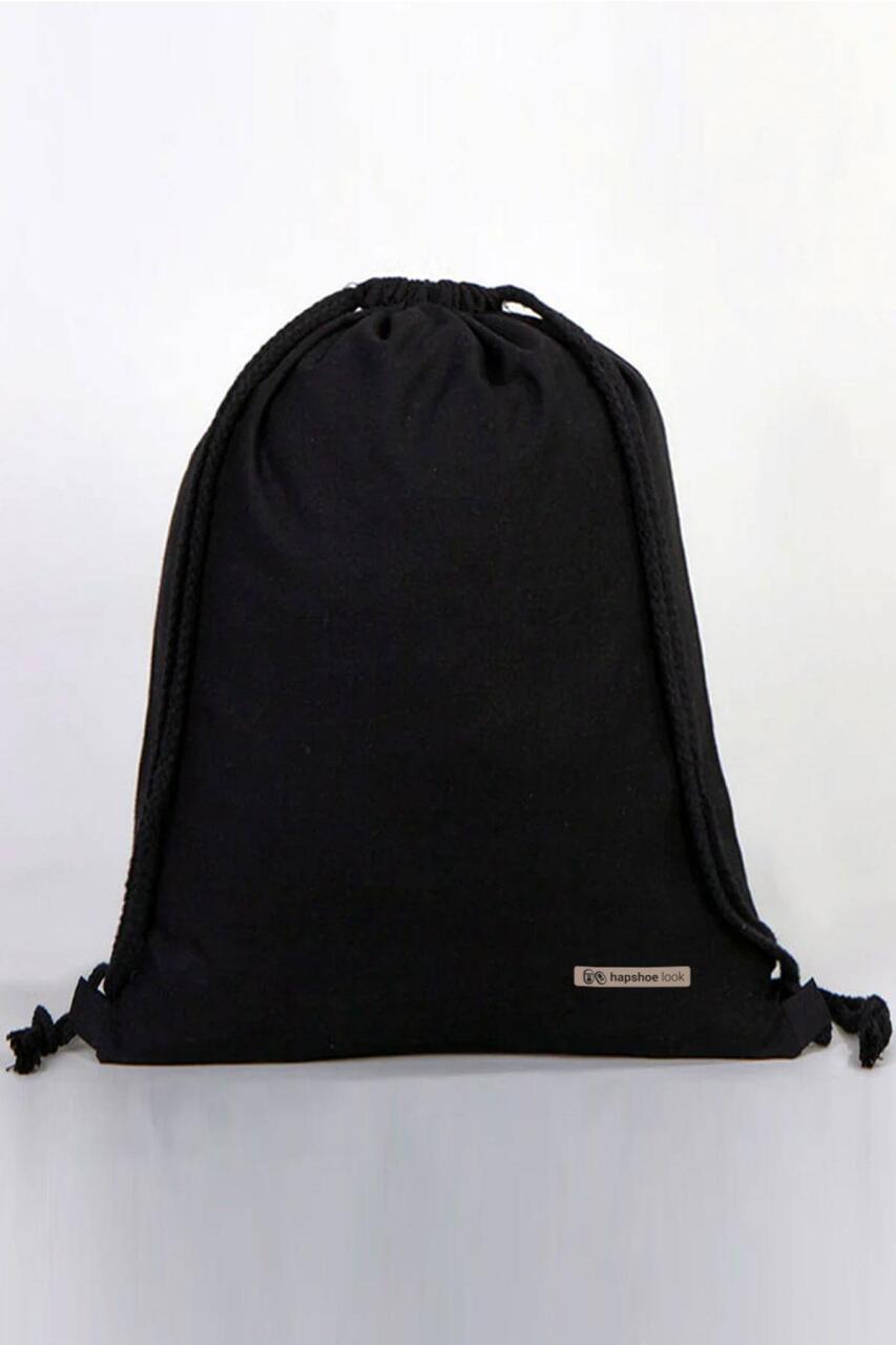 Hapshoe Look Siyah 35x40 cm Unisex Ham Bez Büzgülü Ayakkabı Terlik Çantası - 3