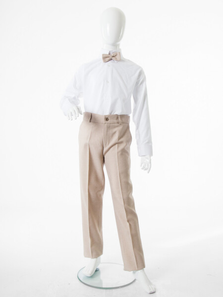 Erkek Çocuk Papiyonlu 4'lü Takım Elbise 1-13 Yaş 133 Bej - 11