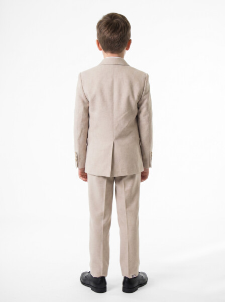 Erkek Çocuk Papiyonlu 4'lü Takım Elbise 1-13 Yaş 133 Bej - 3