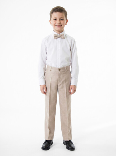 Erkek Çocuk Papiyonlu 4'lü Takım Elbise 1-13 Yaş 133 Bej - 6
