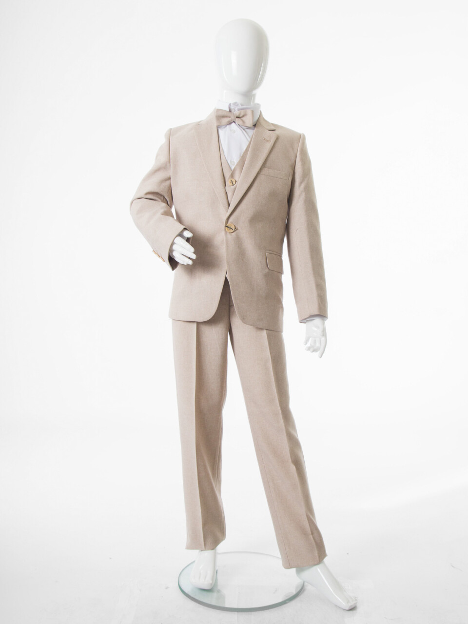 Erkek Çocuk Papiyonlu 4'lü Takım Elbise 1-13 Yaş 133 Bej - 8