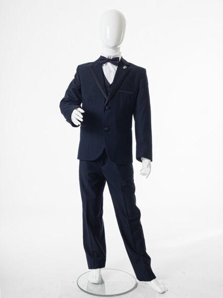 Erkek Çocuk Papiyonlu 4'lü Takım Elbise 1-13 Yaş 98 Lacivert - 8