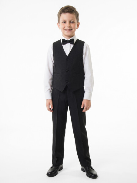 Erkek Çocuk Papiyonlu 4'lü Takım Elbise 1-13 Yaş 132 Siyah - 4