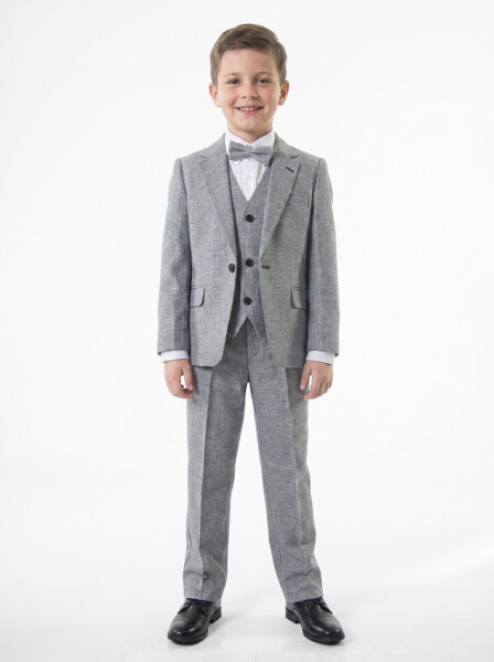 Erkek Çocuk Papiyonlu 4'lü Takım Elbise 1-13 Yaş 129 Gri - Harput