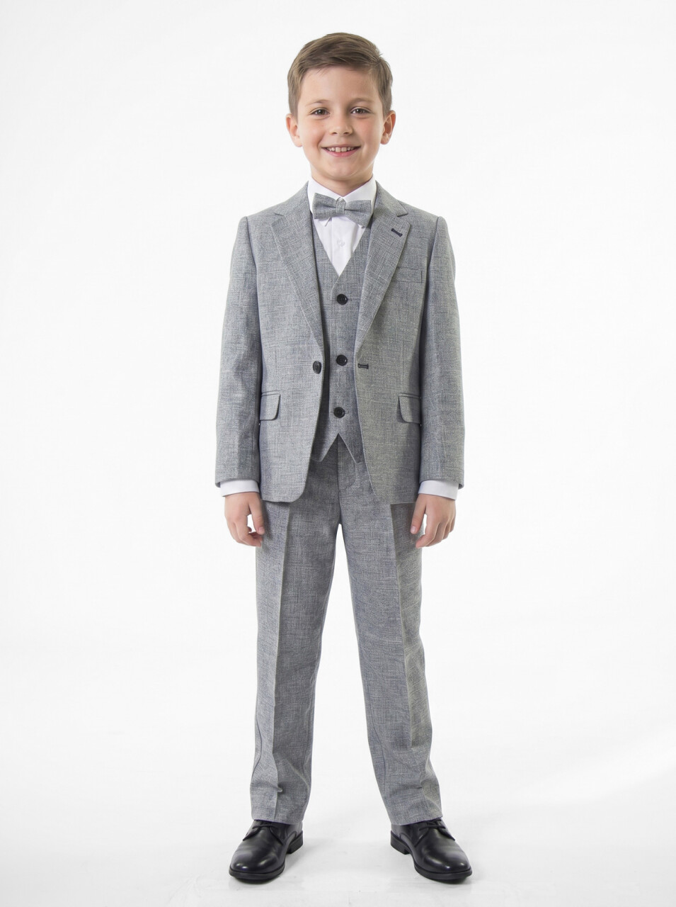 Erkek Çocuk Papiyonlu 4'lü Takım Elbise 1-13 Yaş 129 Gri - 1