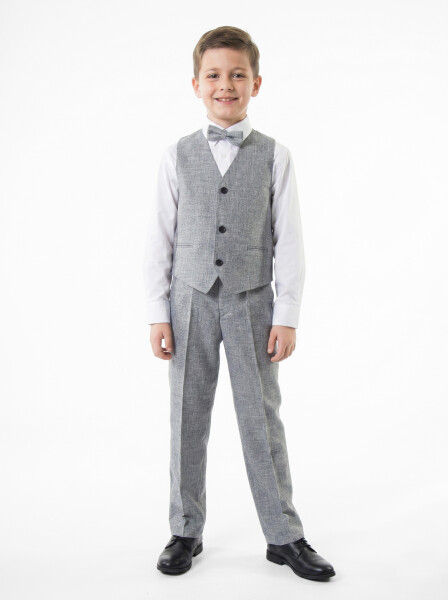 Erkek Çocuk Papiyonlu 4'lü Takım Elbise 1-13 Yaş 129 Gri - 4