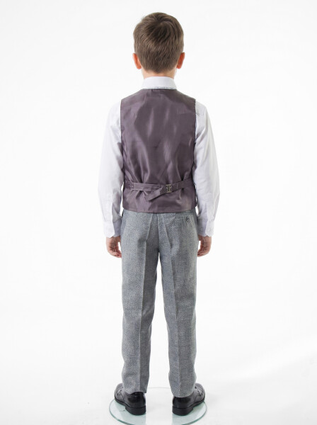 Erkek Çocuk Papiyonlu 4'lü Takım Elbise 1-13 Yaş 129 Gri - 5