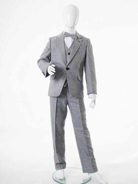 Erkek Çocuk Papiyonlu 4'lü Takım Elbise 1-13 Yaş 129 Gri - 8