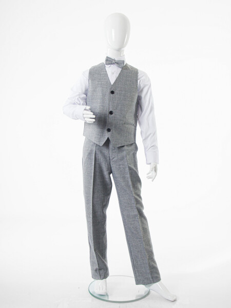 Erkek Çocuk Papiyonlu 4'lü Takım Elbise 1-13 Yaş 129 Gri - 10