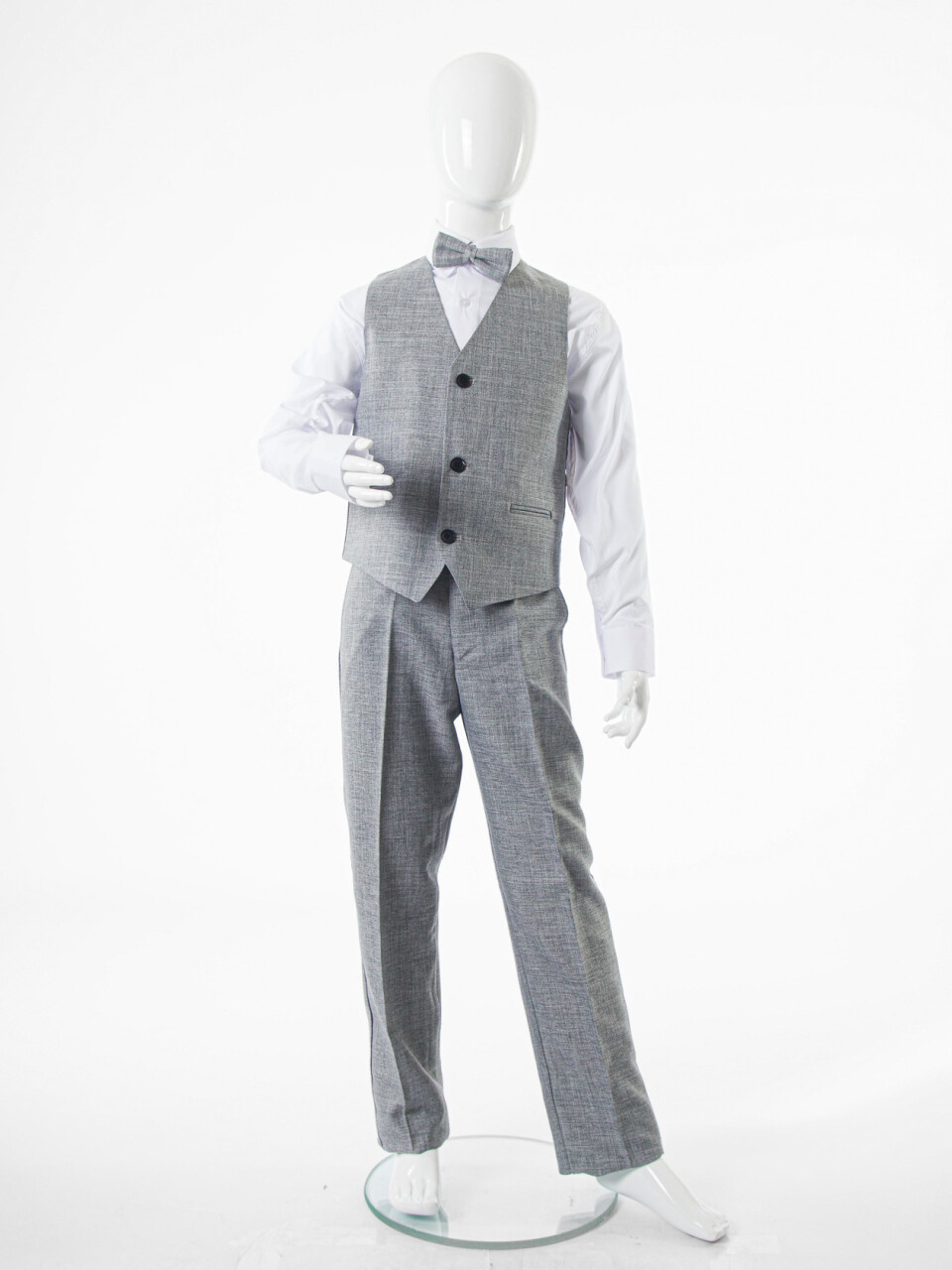 Erkek Çocuk Papiyonlu 4'lü Takım Elbise 1-13 Yaş 129 Gri - 10