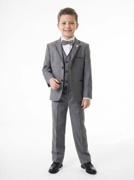Erkek Çocuk Papiyonlu 4'lü Takım Elbise 1-13 Yaş 96 Gri - Harput
