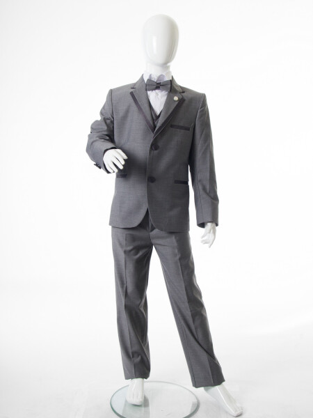 Erkek Çocuk Papiyonlu 4'lü Takım Elbise 1-13 Yaş 96 Gri - 8